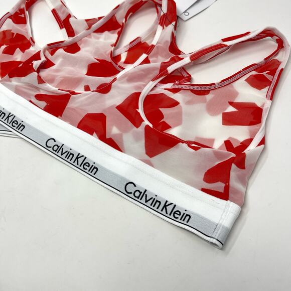 Calvin Klein NWT Modern Cotton Unlined Valentine's Day Bralette 2 Pk S Red White - Picture 5 of 8